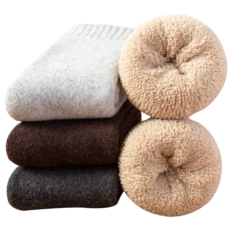 Calcetines de lana de otoño e invierno de los hombres calcetines de media pantorrilla de los niños de lana y calcetines de toalla caliente de los deportes calcetines gruesos calcetines Calcetines de los hombres