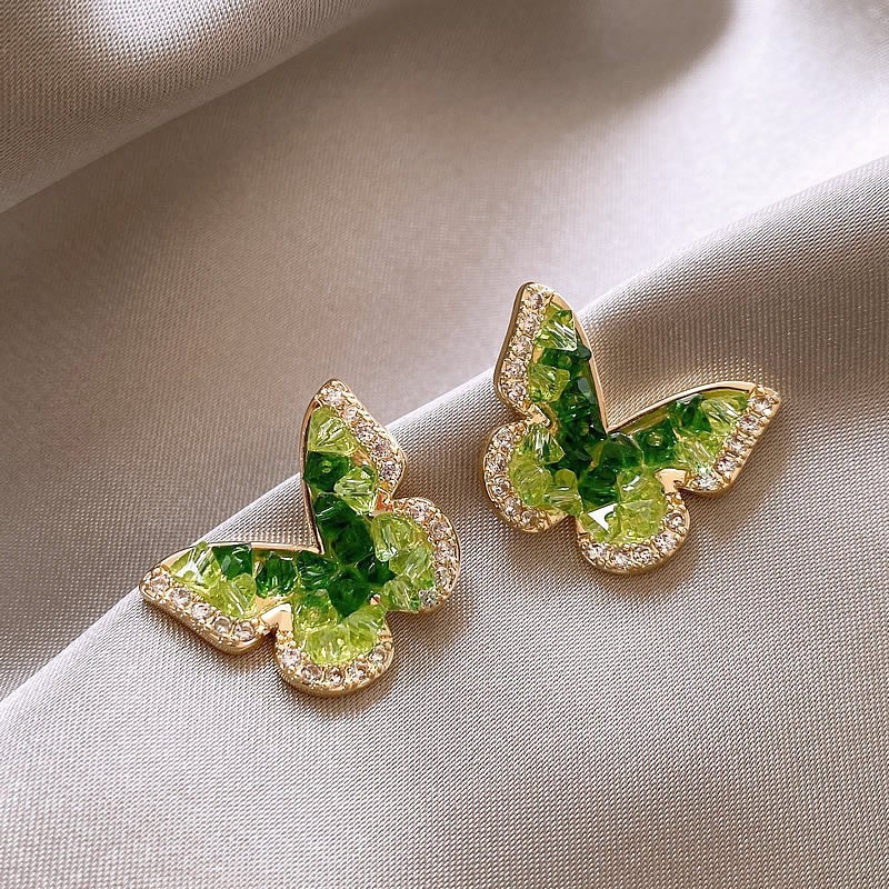 Temperamento de pendientes verdes pendientes ligeros lujosos de alto nivel sensación de pendientes zircon flores joyas geométricas al por mayor fábrica