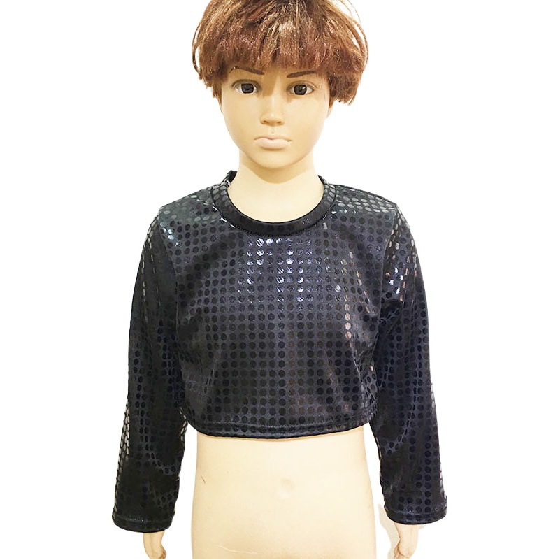 Ropa del funcionamiento de los niños kindergarten adulto Colegio etapa ropa lunares lentejuelas manga larga baile ombligo camiseta