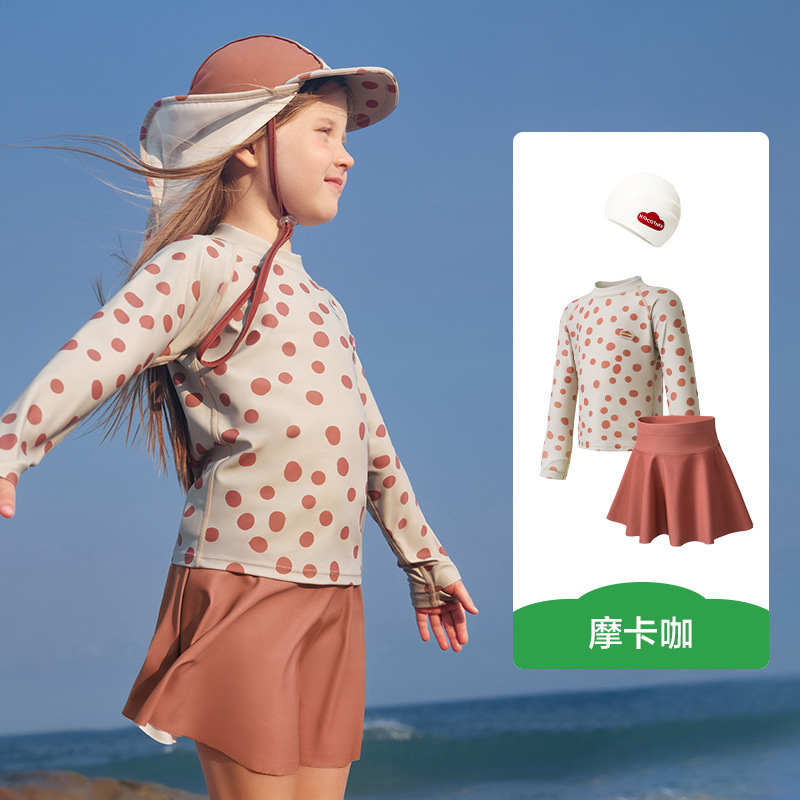 KK Tree Traje de baño para niños, hilo original, protector solar, niño y niña, manga corta dividida, traje de baño de bebé resistente al cloro antibacteriano 2024 nuevo