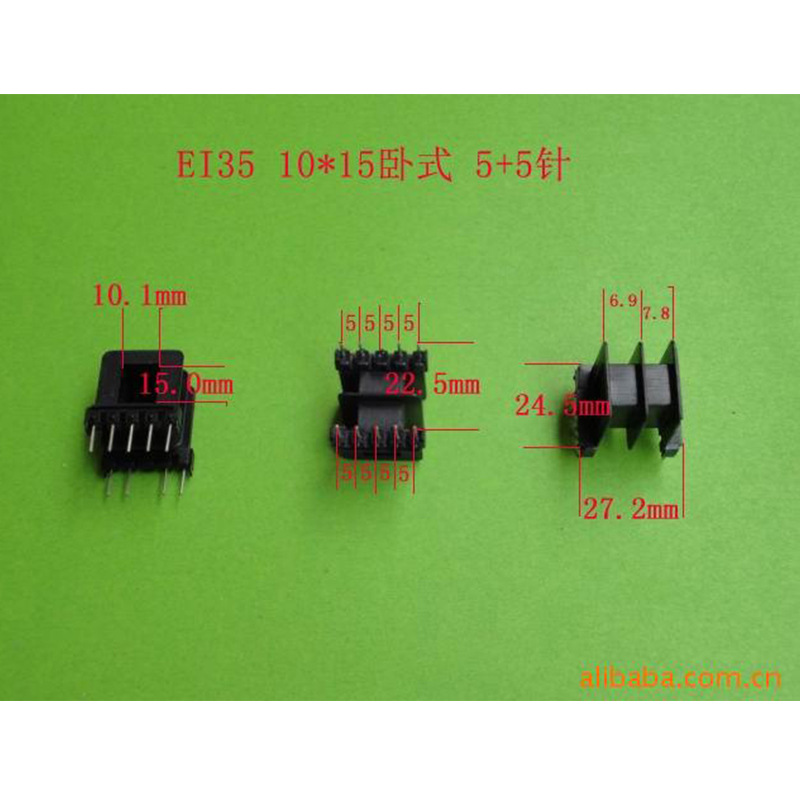 专业生产低频EI35 10*15卧式5+5P插针式环保变压器骨架 胶芯 线架