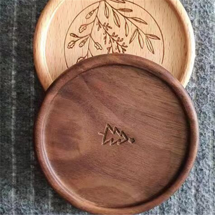 Posavasos de Madera Redondo con Logotipo Grabado con Láser, Estilo Americano, para Tazas de Café, Aislante, Estilo Japonés, Simple y Creativo