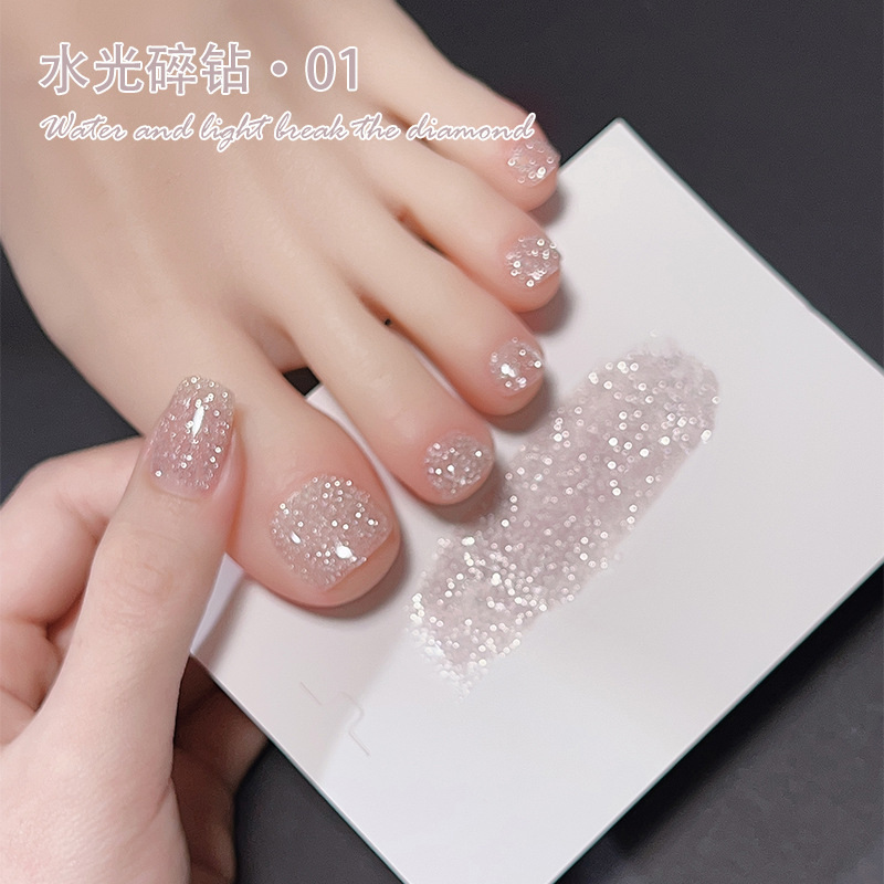 Explosive Sparkling Water Diamond Toe Nail Polish Gel 2026 New Summer Trend Versatile Whitening Nail Salon Exclusive