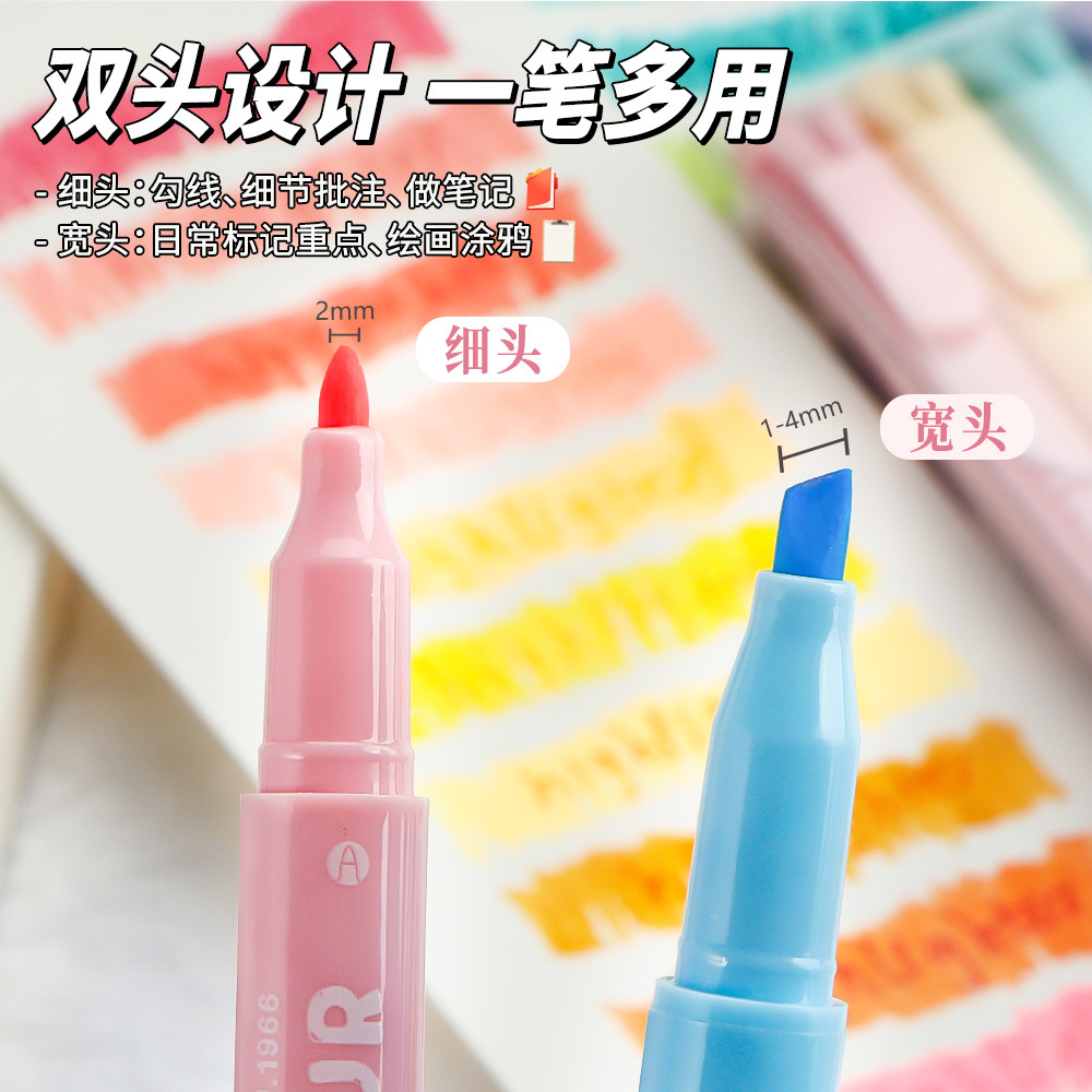 Morandi juego de resaltadores de dos cabezas, marcadores de estudiantes, resaltadores de marcado, protección ocular, marcadores de pintura de cuentas de mano