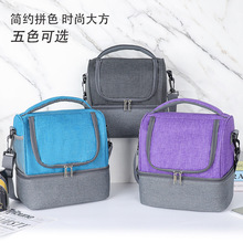 新款双层便当包户外便携野餐饭盒包斜跨手提冰包母乳储奶保温包冰
