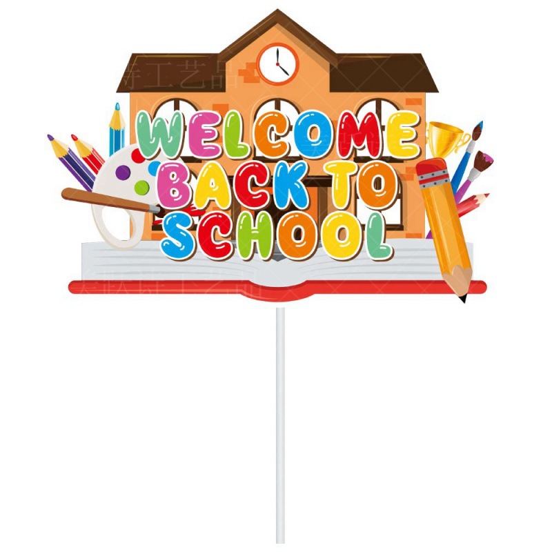 La nueva decoración de la temporada escolar, el juego de la bandera, la tarjeta de inserción de la tarta, la decoración del campus de la temporada escolar, la bienvenida a la escuela para tirar de la bandera