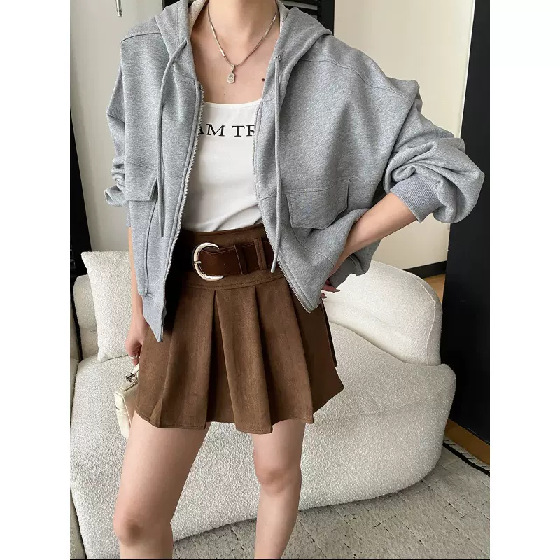 司南 随性自在 立裁分割小众设计休闲运动风连帽卫衣外套 SN8709