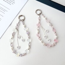 时尚女款玫瑰水晶手机链流苏手机挂绳钥匙扣包包挂件手机挂件防丢