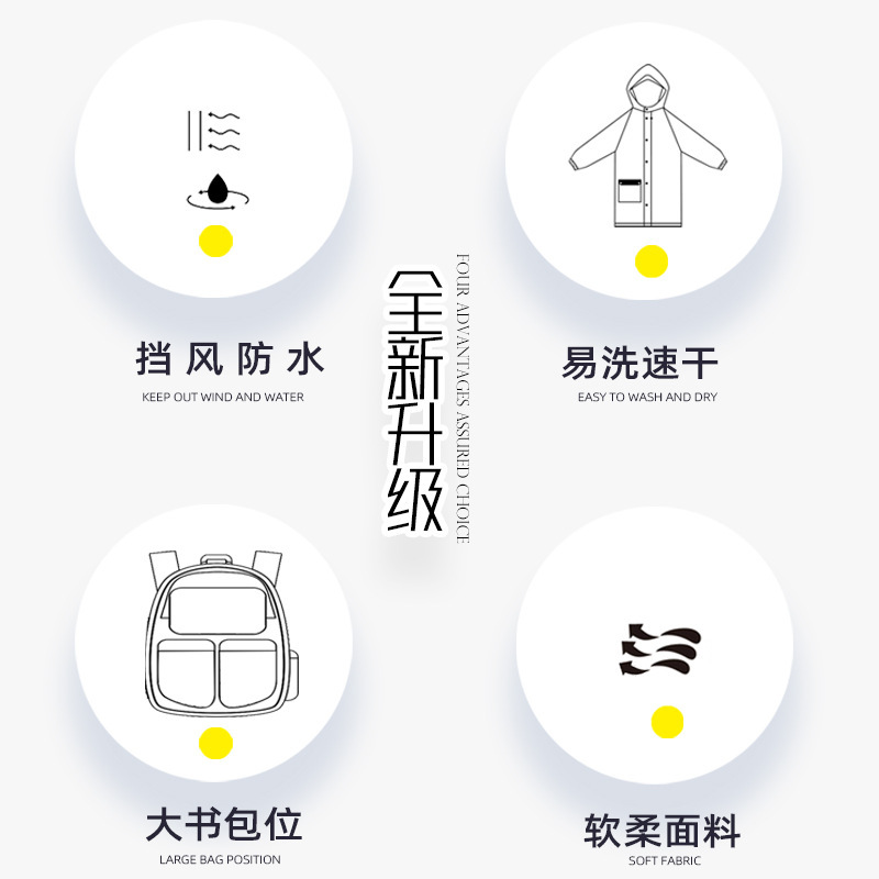 天堂宇神儿童雨衣男童女童新款幼儿园小学生宝宝小孩再书包位雨披|undefined