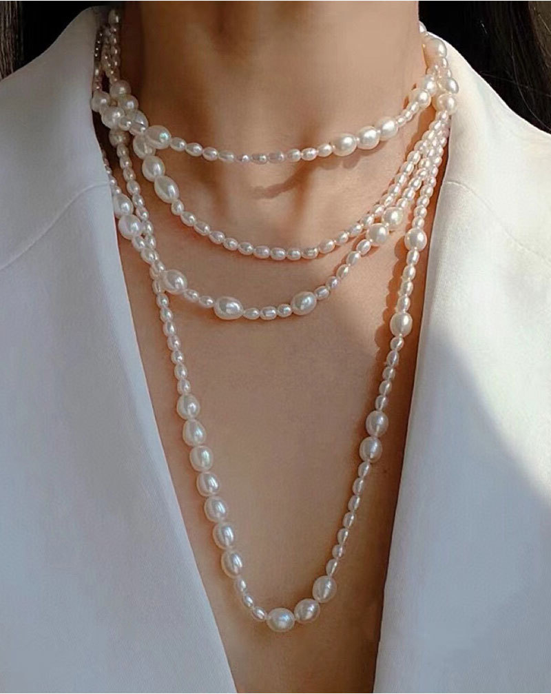 Solid Color Pattern Women's Gender Elegant Lady Simple Style Solid Color Freshwater Pearl Necklace In Bulk