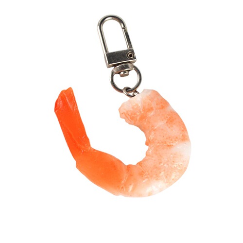 PVC simulated shrimp model keychain pendant base shrimp tail food and play display shooting props and decorations