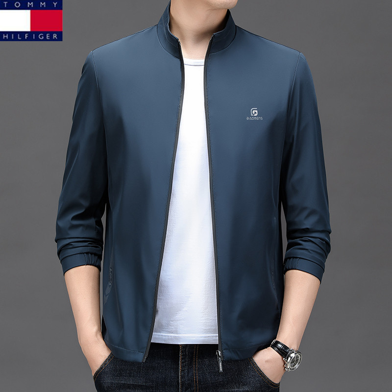Tommy Tommy American Men's Autumn Jacket Coat Business Casual Middle-aged Simple Collar Short Jacket