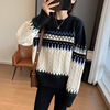 Xian Qi Phil Jacquard weave Retro Geometry white pattern keep warm wool Jacquard weave Socket T-shirts sweater