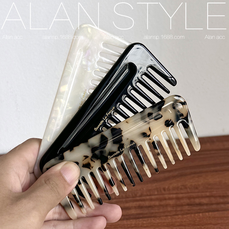 Zhen Dong 韓国フランスシンプルなゴールドラベル絶妙な厚みのあるアセテートヘアコームべっ甲色のヘアコームヘアアクセサリー女性用|undefined