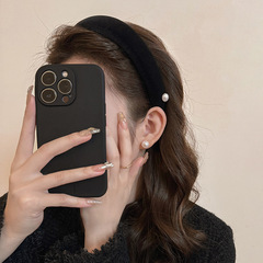 レトロな黒いベルベット真珠のカチューシャバロックレトロな気質シンプルな髪飾りヘアピン高級感のあるカチューシャ