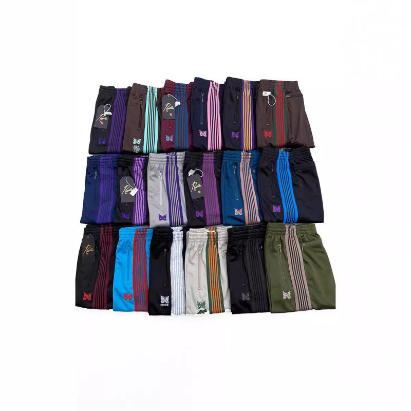 Needles Track Embroidered Butterfly Pants Loose Casual Straight-Leg Pants Spring Wide-Leg Pants Trendy Brand Pants Men's Comfortable Pants