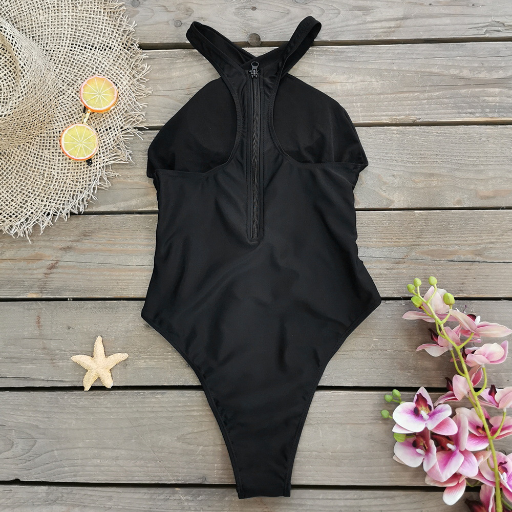 One-pieces Tops Type Women's Beach Solid Color 1 Piece One Piece Swimwear