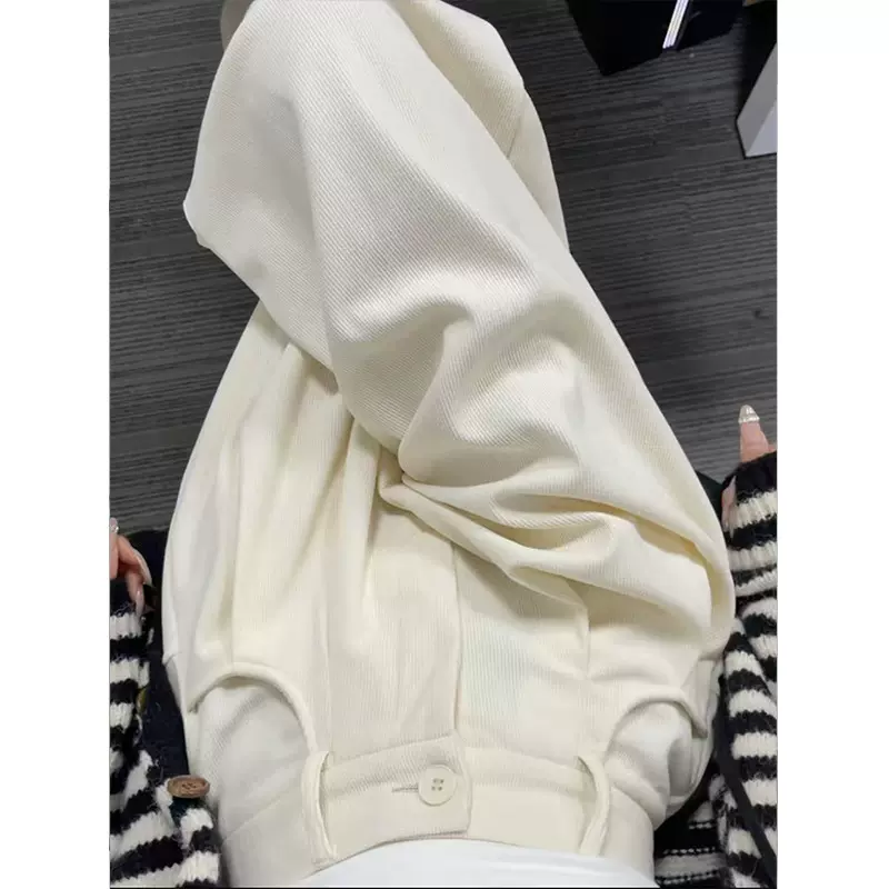 灯芯绒西装裤女秋冬新款显瘦韩系高腰阔腿裤休闲小个子宽松加绒裤