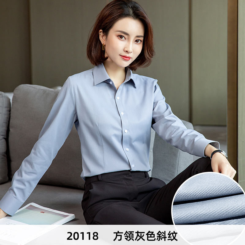 [긴 소매] 사각 칼라 회색 일반