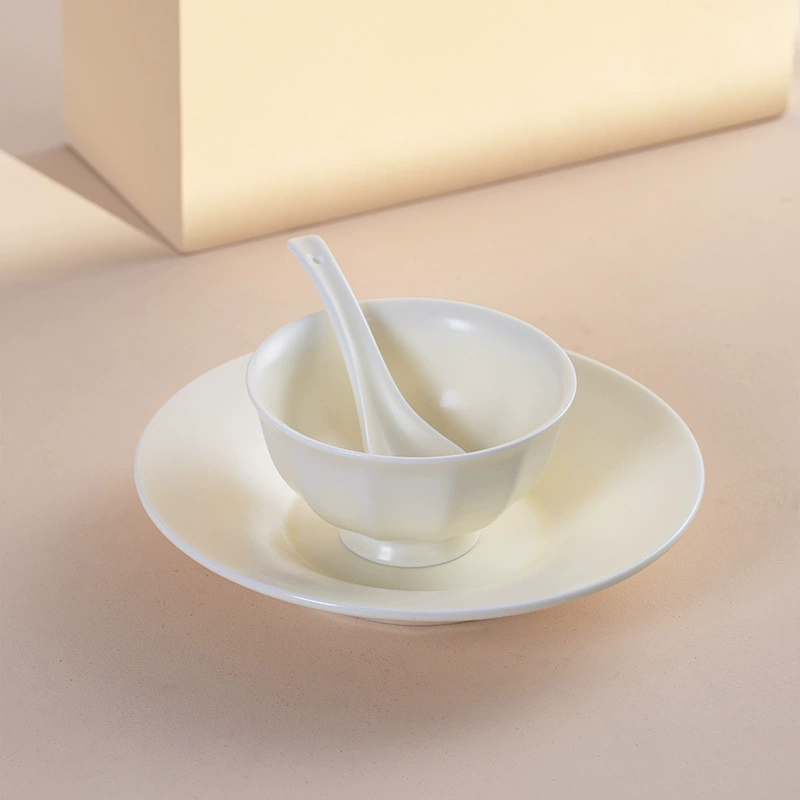 Cream ceramic tableware, set, high-quality style