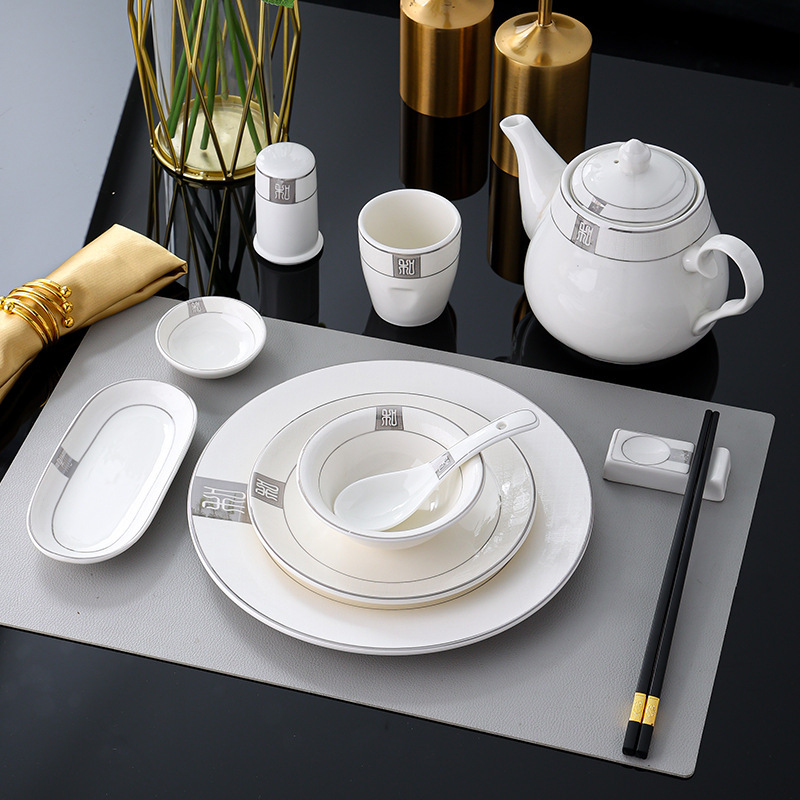 Hotel Tableware Set, Hotel Bowls, Plates, Ceramic Tableware, Club Box Tableware Four-Piece Set