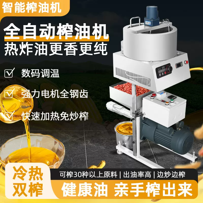 跨境全自动家用榨油机多功能智能冷热小型压油一体花生商用炸油机