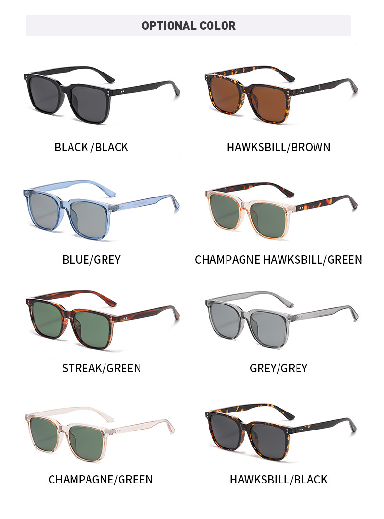 57g Weight Full Frame Glasses Structure Sunglasses Classification Tac, UV400 Protection Lens Material Square Glasses Style Outdoor, Travel Occasion Solid Color Pattern All Seasons Season Unisex Gender Basic, Simple Style Style Basic Simple Style Solid Color Tac UV400 Protection Square Full Frame Women's Sunglasses 11