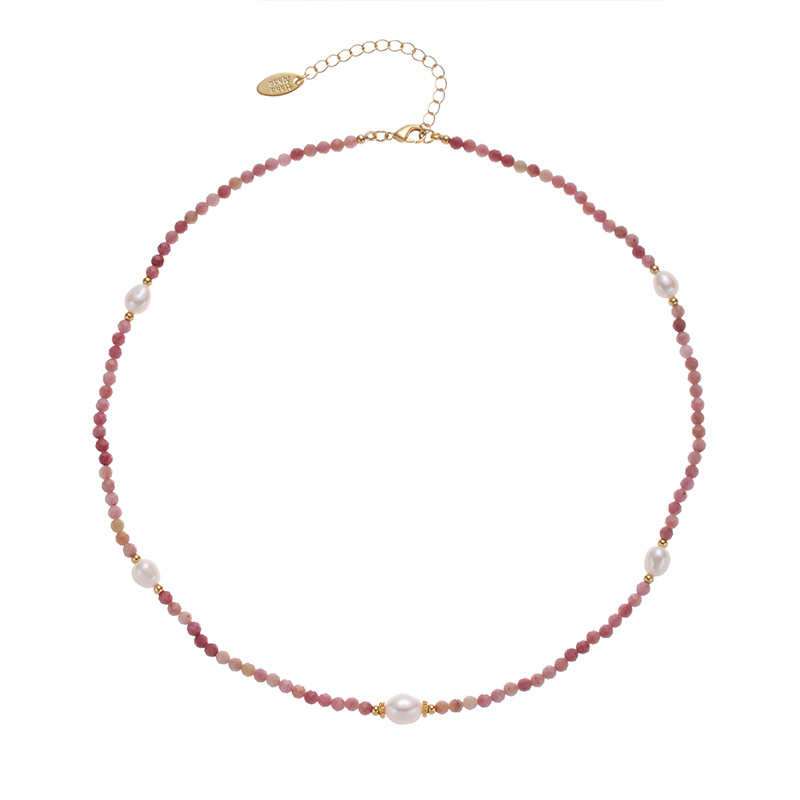 18K joyería chapada en oro de 18K europeo y americano de la moda de nicho suave temperamento Piedra Natural perla real ins collar de cuentas joyería para las mujeres