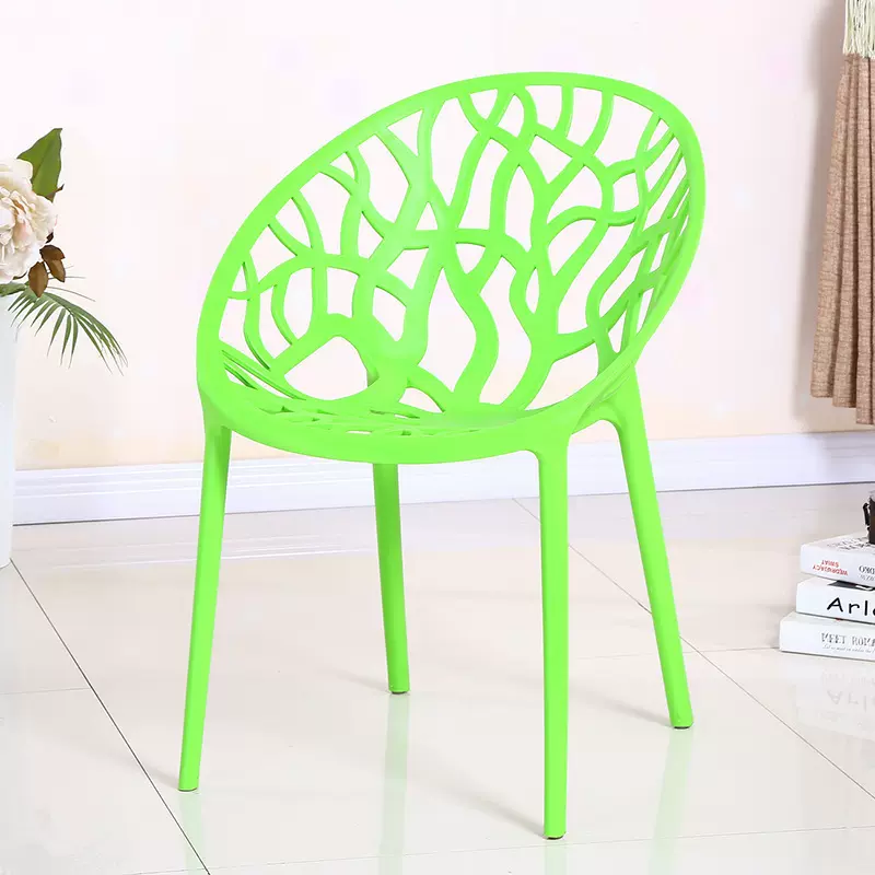 北欧靠背餐椅可叠放带扶手加厚塑料椅网红阳台等位镂空户外休闲椅