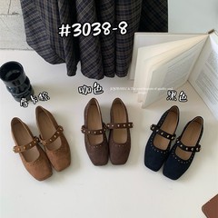 复古法式铆钉玛丽珍鞋2025新款方头百搭小众温柔配裙子一脚蹬单鞋