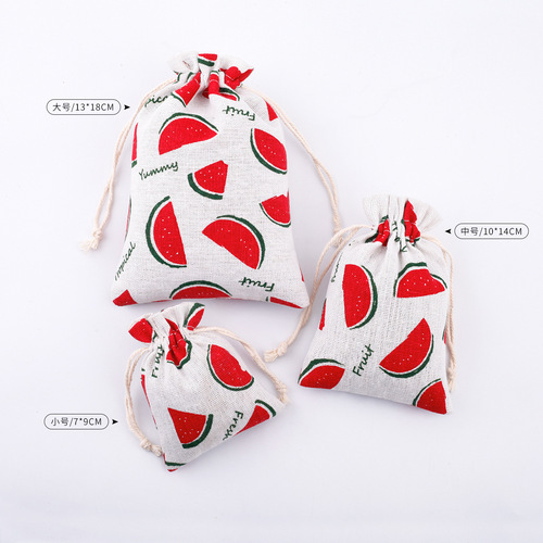 Wholesale manufacturer-printed cotton bags—cartoon drawstring pouches, jewelry and gift bags, mosquito-repellent empty bags, small cotton-linen pouches.