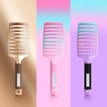 新款渐变色猪鬃毛蓬松造型大弯梳高颅顶顺发按摩梳排骨梳男士油头