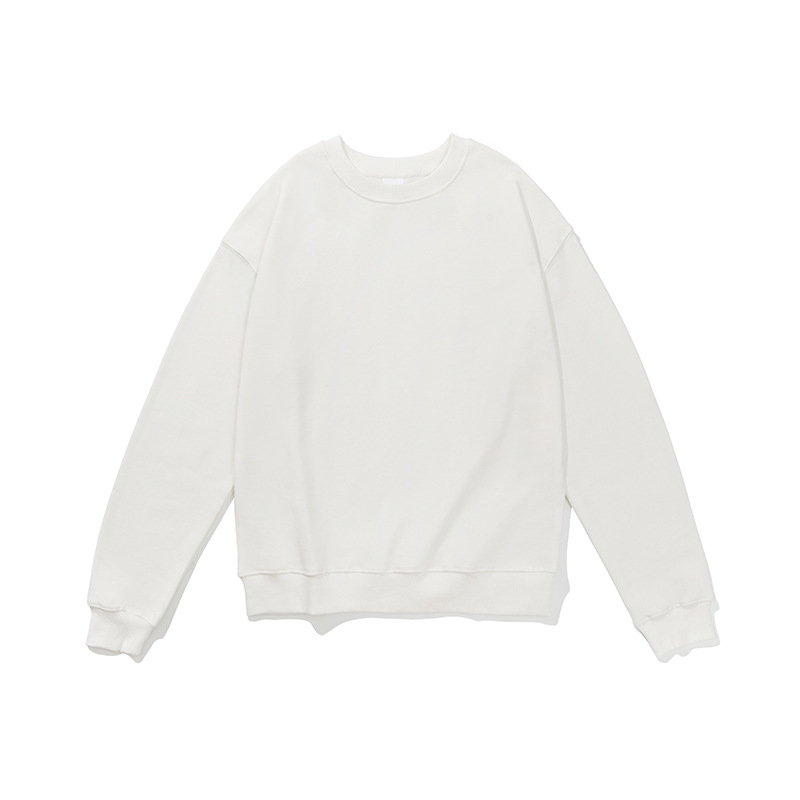 boy Spring And Autumn New Solid Color Crew Neck Sweatshirt For Men 380G Terry Cotton Trendy Loose Fit Men's Top Couple's_voghion.com