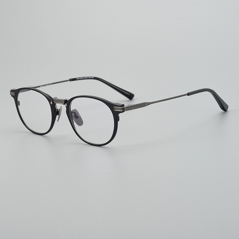 Versatile Minimalist New Pure Titanium Eyeglass Frames, Popular Online, Retro Business Style, Unisex, Round, Ultra-light, Suitable For_voghion.com