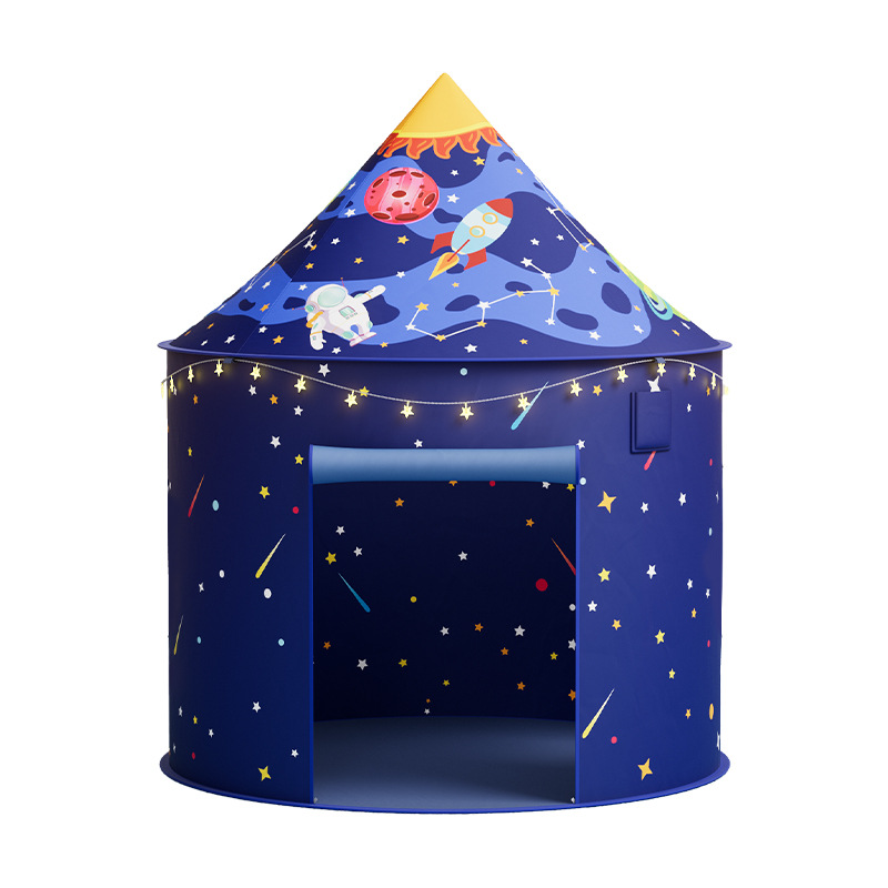 Mayorista tiendas de niños cohetes castillo casa de juegos mochila juegos de interior azul estrella tienda