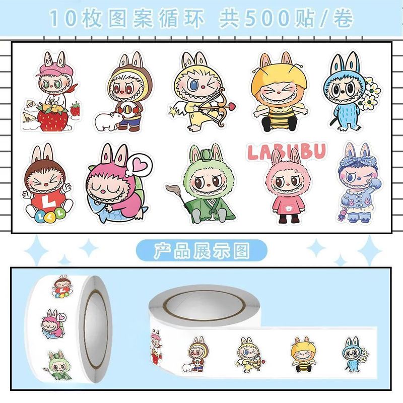 【オリジナル】ラブブステッカー170枚、パズルドレスアップステッカー、バブルマート周辺機器、携帯電話・パソコンステッカー|undefined