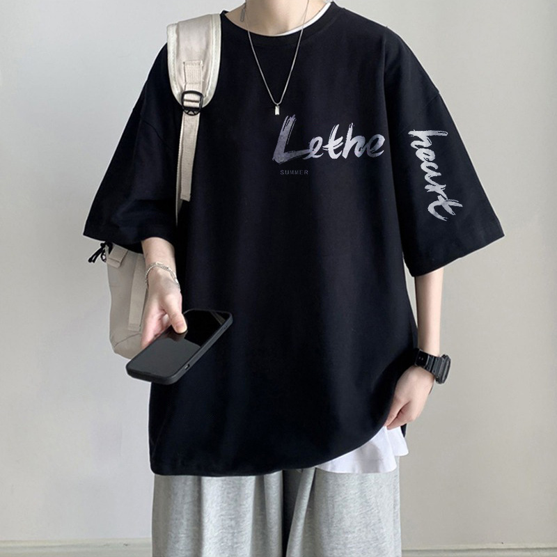 100%纯棉重磅大码宽松2-300斤潮牌短袖T恤男夏季半袖百搭显瘦衣服|undefined