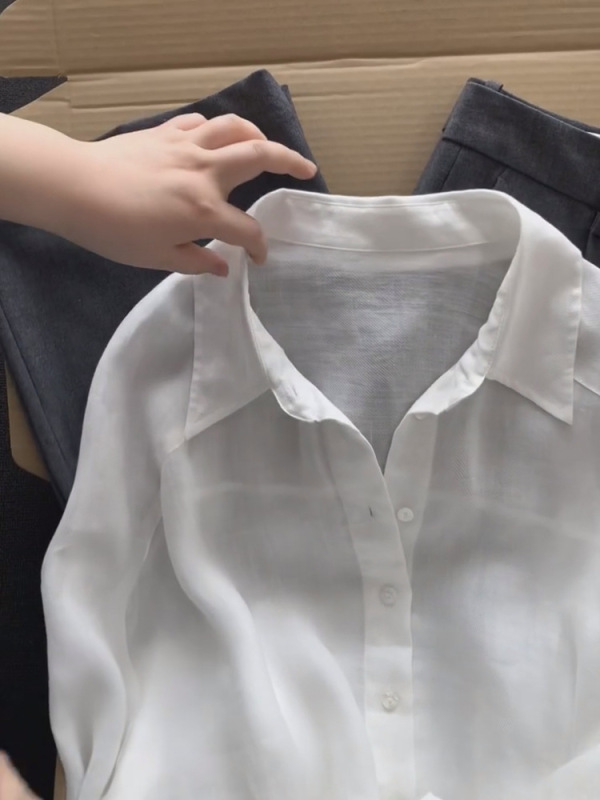 CHAOレベルのおすすめ〜高級品は買う価値があります〜女性用リネンホワイトシャツ2025新作ミニマリストスタイルトップス|undefined