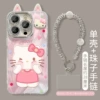 Glitter mirror feather yarn-silver-Hello Kitty doll + ears + bracelet [comes with lens film]