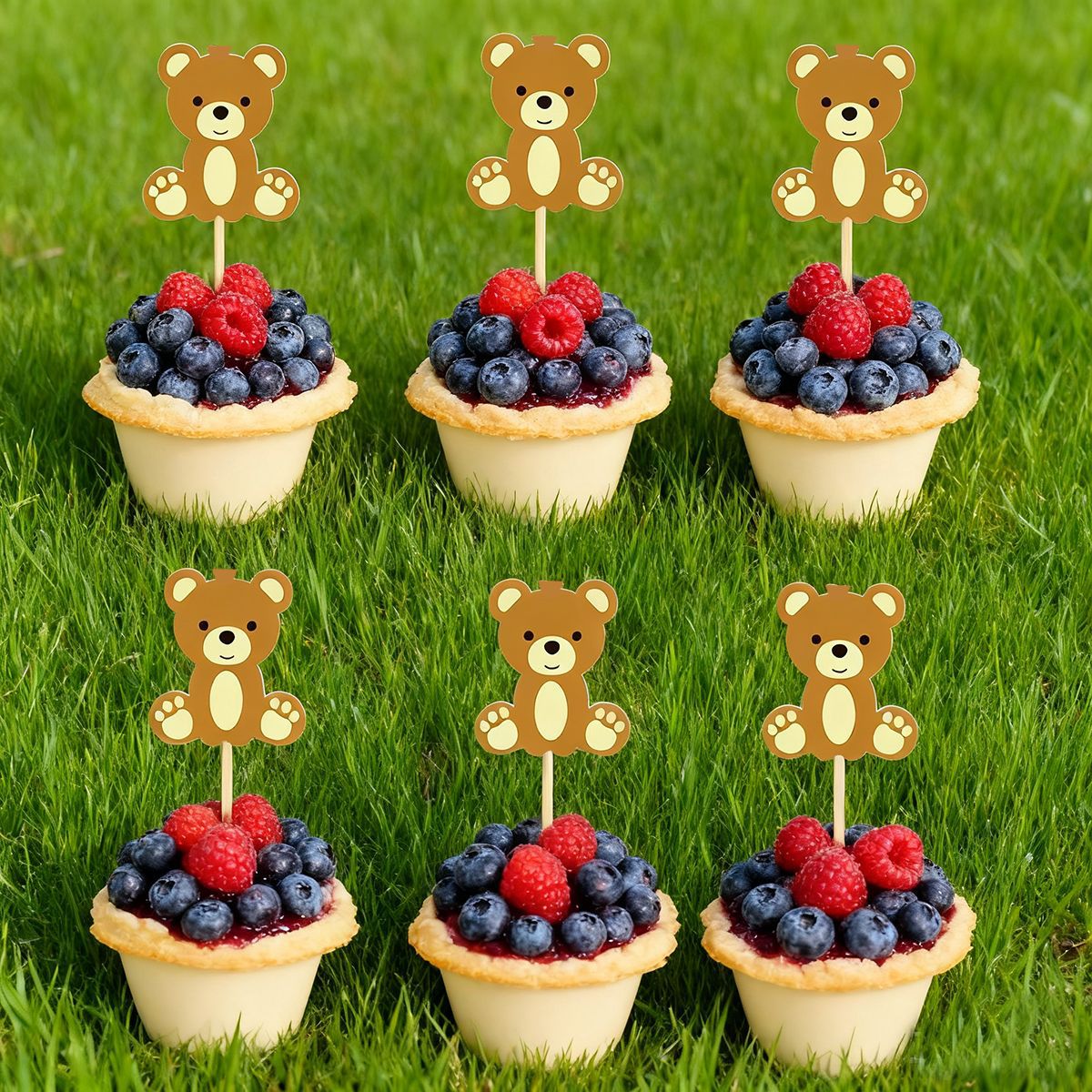 Amazon Cross-border nuevo palillo de oso palillo de dientes inserción de pastel complemento tema de animales fiesta de carnaval postre inserción de etiqueta