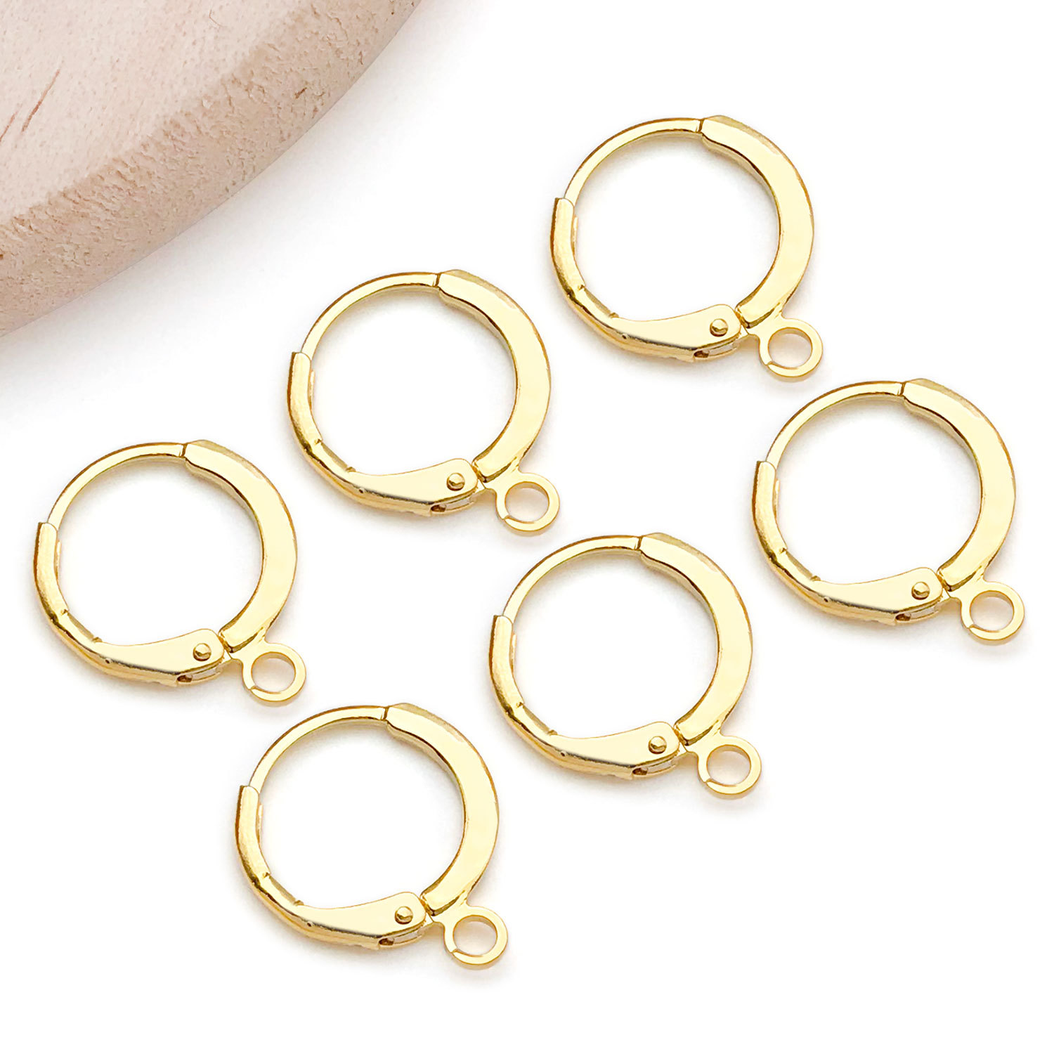 14mm copper plated 18k real gold strong color retention French hook round ear ho…