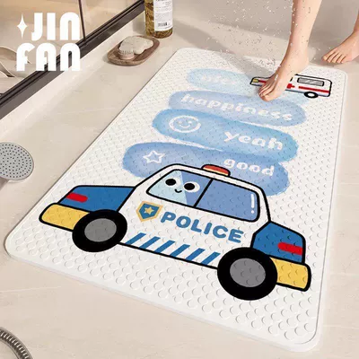 children, shower room baby bath – Avtomobil döşəmə paspasları - blue-police-car-square-suction-cup-floor-mat-4070cm