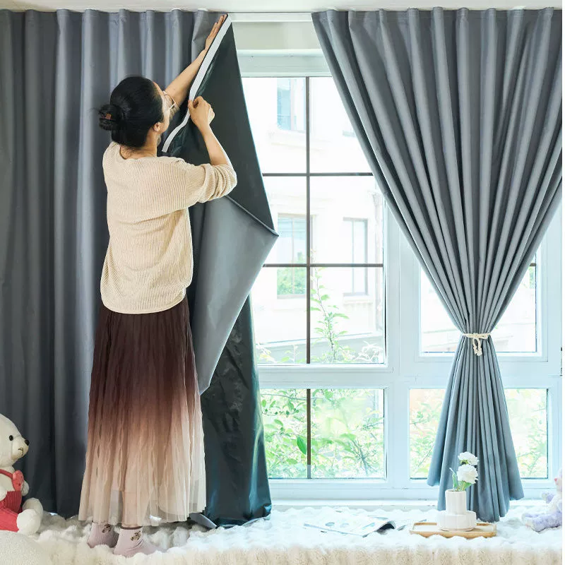 Полностью затемняющая тканевая штора, солнцезащитная ткань, новая спальня, балкон, готовый продукт, теплоизоляция, защита от солнца, клей для установки