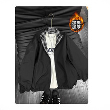 cleanfit格子拼接夹克男款秋冬加厚翻领棒球服高级感情侣棉服外套