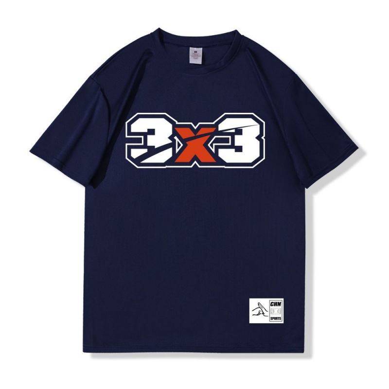 하이 퀄리티 3x3 스크래치 반팔 네이비 (흰색 라벨)