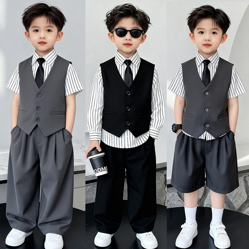 Boys' Suit Set: High-end and Stylish Spring/Summer Children's Host Dress, Flower Boy Outfit, Boys' Graduation Performance Costume Boys' Suit Set: High-end and Stylish Spring/Summer Children's Host Dress, Flower Boy Outfit, Boys' Graduation Performance Costume