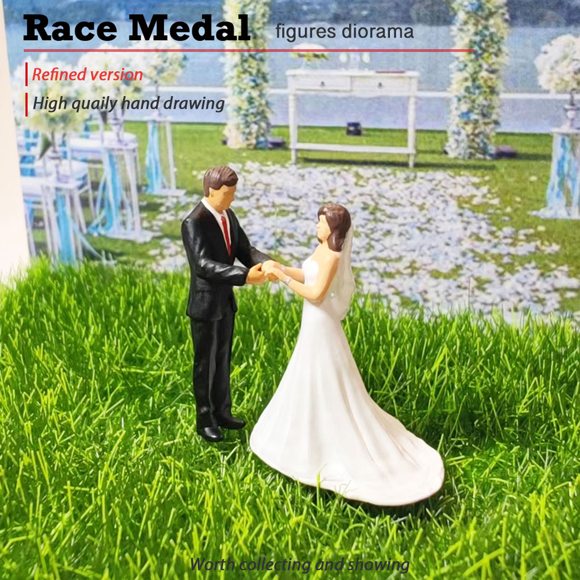 RM miniatura macro escena modelo micro villano mango novia y novio puede ser equipado con barro pensar país Iglesia lámpara adornos