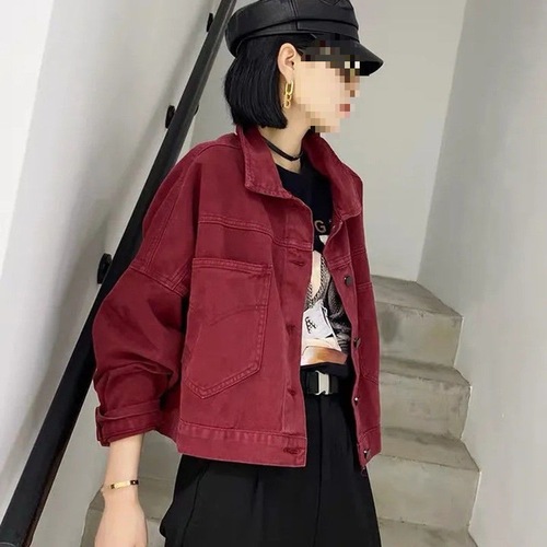 Ladies' Small Purple Denim Short Jacket, Spring and Autumn Casual Versatile Top