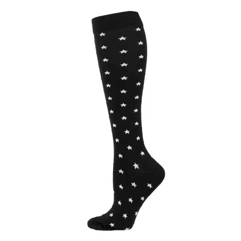 Compression Running Socks, Unisex Jacquard Knee-High Socks, Multiple Patterns, S/M & L/XL