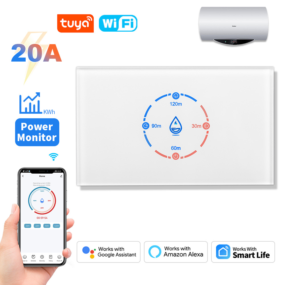 涂鸦wifi热水器开关 单零双切20A磁保持继电器 触摸开关无线远程